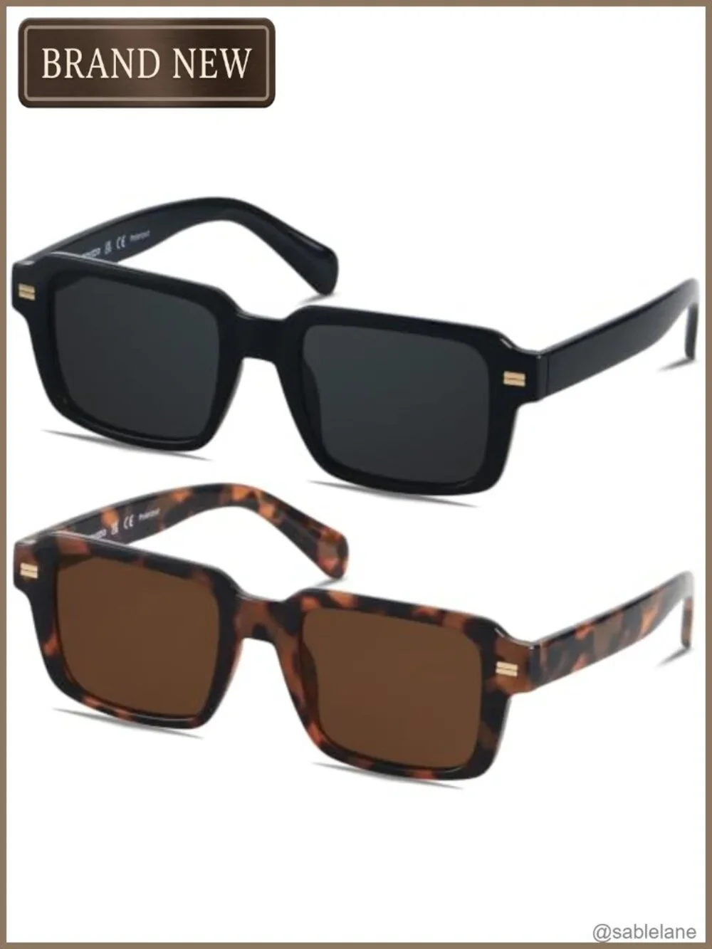 Vintage Rectangular Polarized Sunglasses for Women Men Retro Square Shades